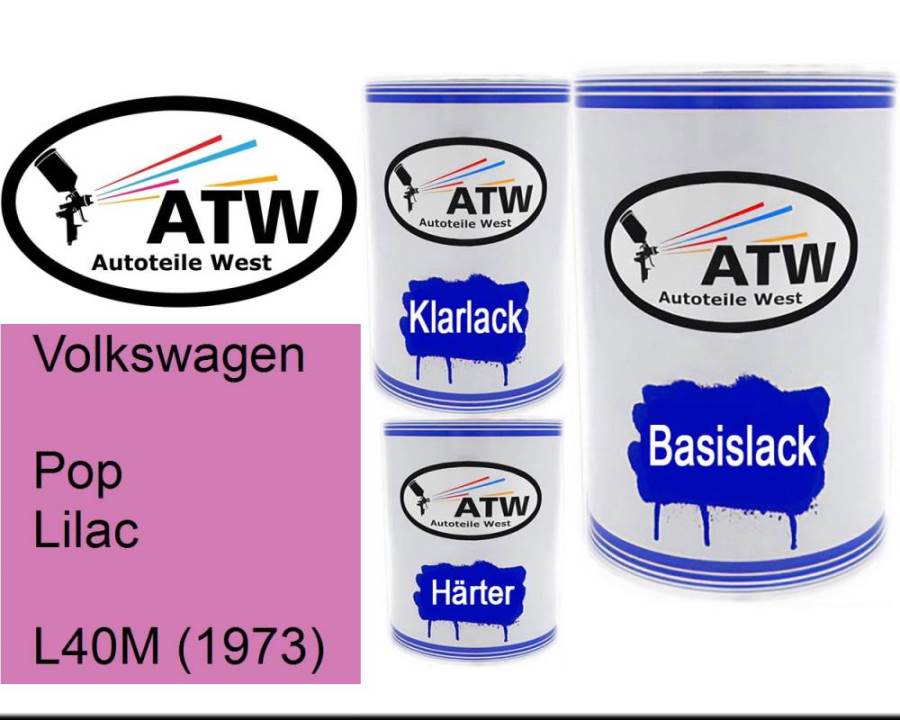 Volkswagen, Pop Lilac, L40M (1973): 500ml Lackdose + 500ml Klarlack + 250ml Härter - Set, von ATW Autoteile West.